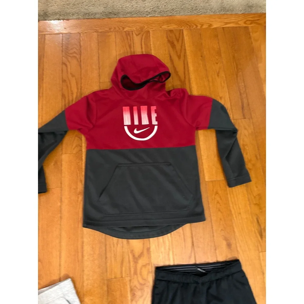 Nike Adidas Boys Athletic Bundle 5pc XL Hoodies Dri-FIT Joggers Pants Blue Red